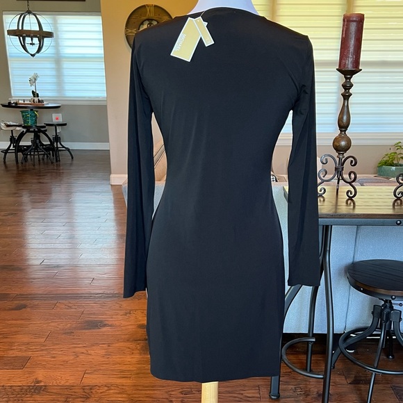 NWT $140 Michael Kors Black O-ring Dress Size Medium L/S Sheath Dress - Picture 6 of 16